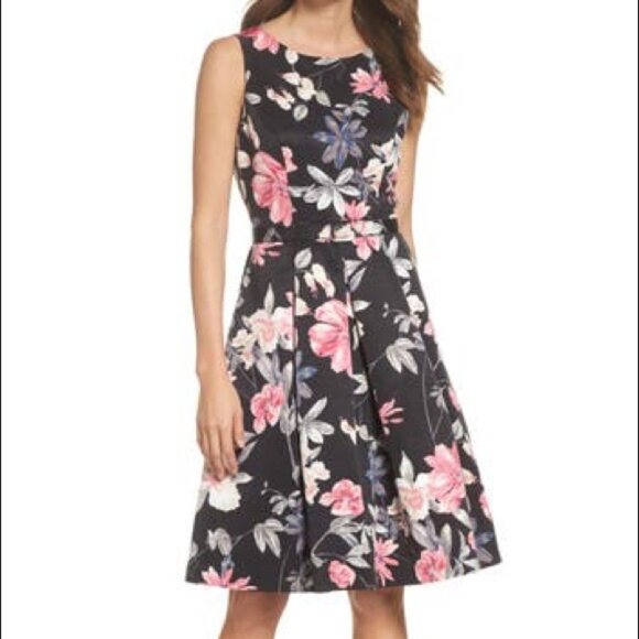 Eliza J. Fit & Flare Belted Dress Wedding Guest Party Special Event Size 12 - Picture 1 of 12